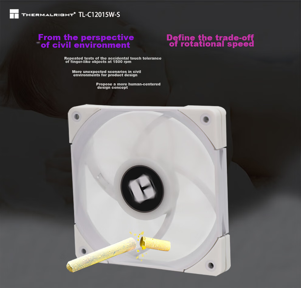 Thermalright TL-C12015W Pure White 12cm ARGB Thin Fan, 15mm Thickness, 4PIN PWM, 1500 RPM, S-FDB V2 Bearing 4