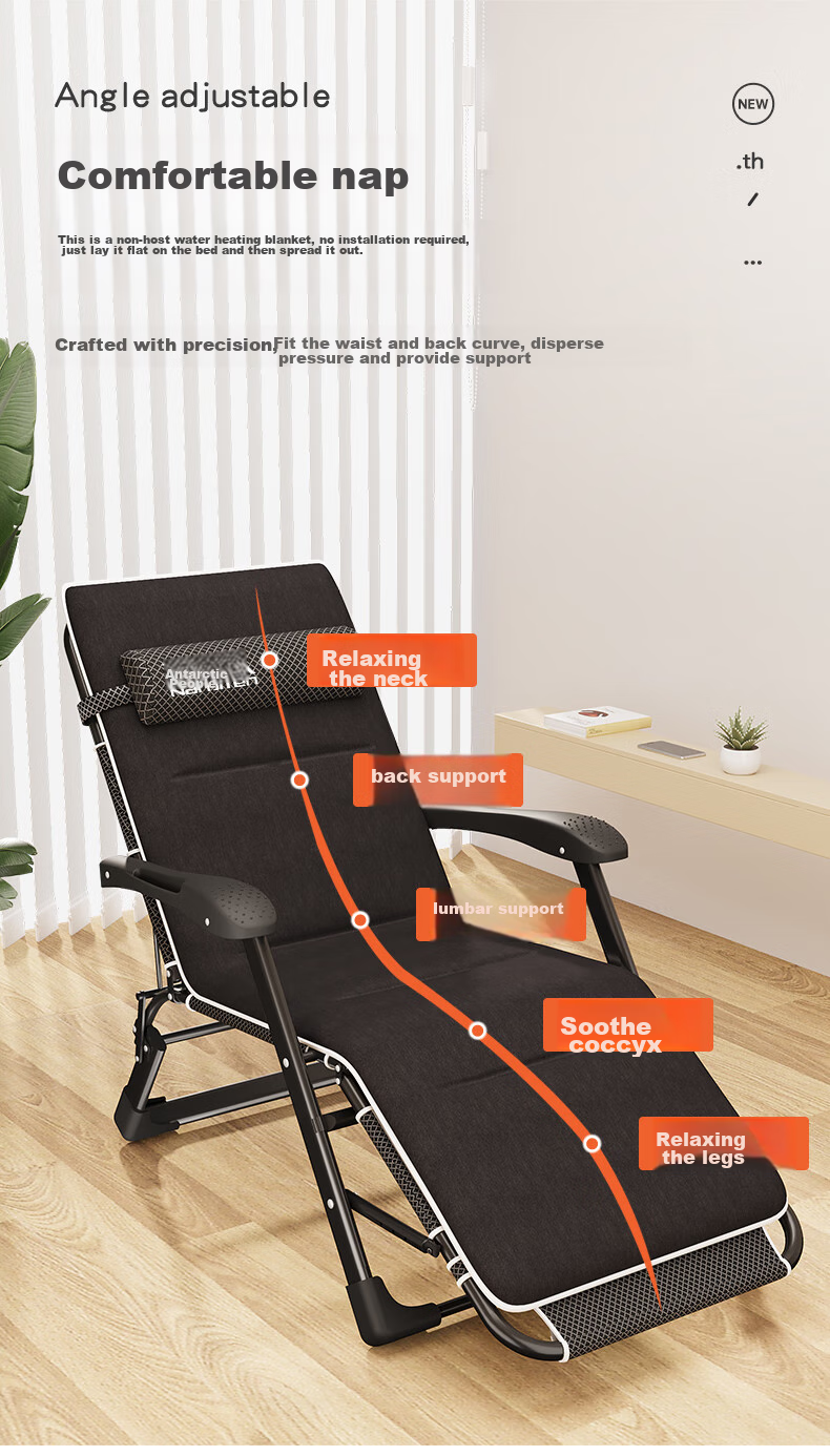 Nanjiren Folding Bed Lounger Single Office Nap Military Cot Companion Care Bed with Comfortable Soft Cotton Pad 3