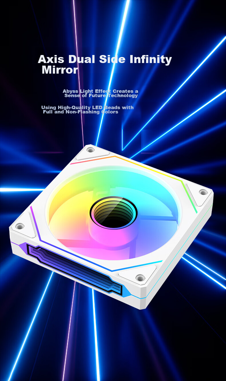 AOC T121RB/93 Anti-Leaf, Black 12CM, Desktop Case Cooling Fan, ARGB Synchronized Light/5V 3-Pin Daisy Chain/PWM Temperature Control/Dual-Sided Layered Mirror/Liquid Hydraulic Silent 3