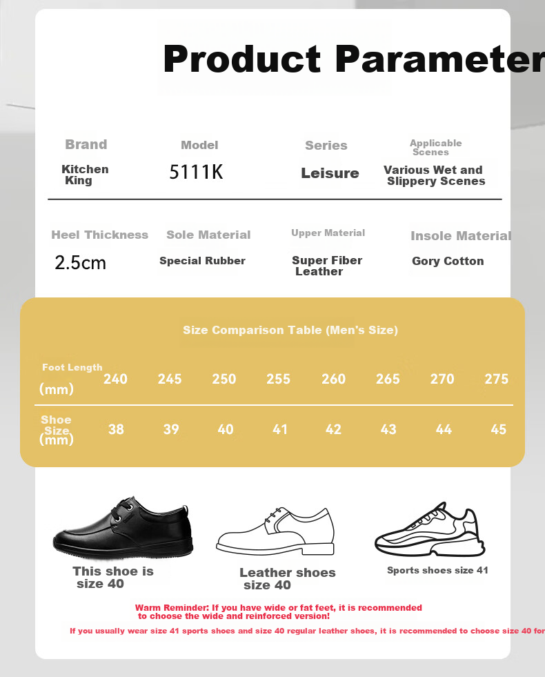 ChuWang Chef Shoes Non-Slip Upgraded Wide Fit Work Shoes Water-Resistant Kitchen Leather Shoes Wide Fit for Fat Feet 5111K 11