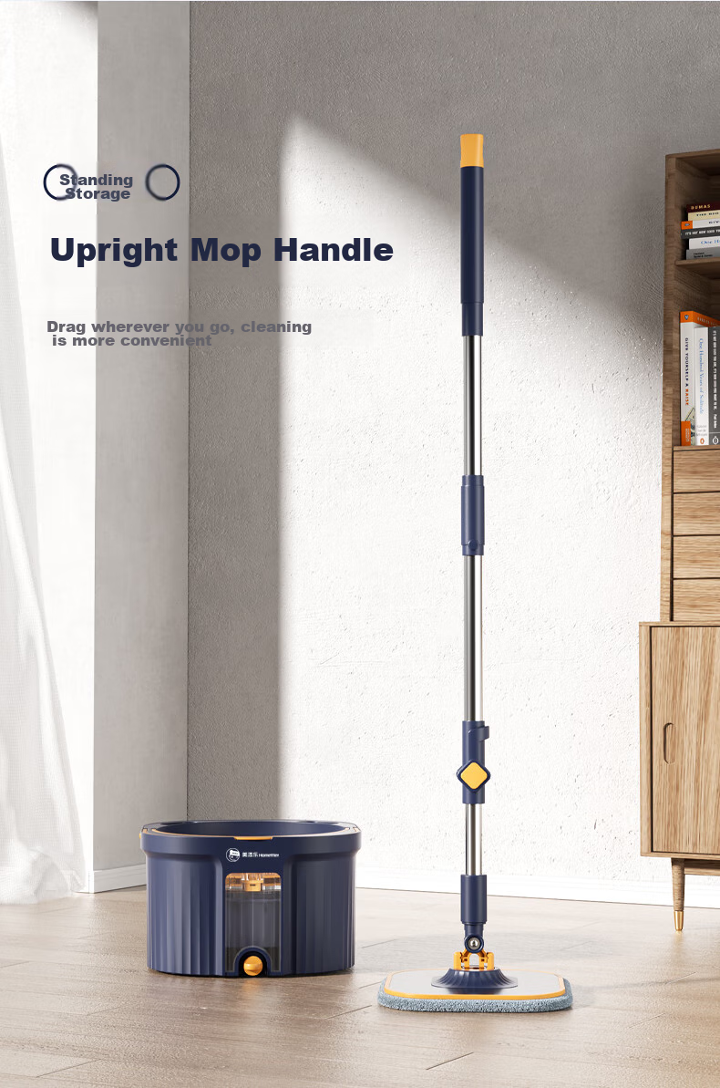 HoMettler Clean And Dirty Separation Rotating Mop, 3 Cloths, 135cm Handle Length, Household All-In No Hand Washing Mop, Flat Lazy Person Mop 16