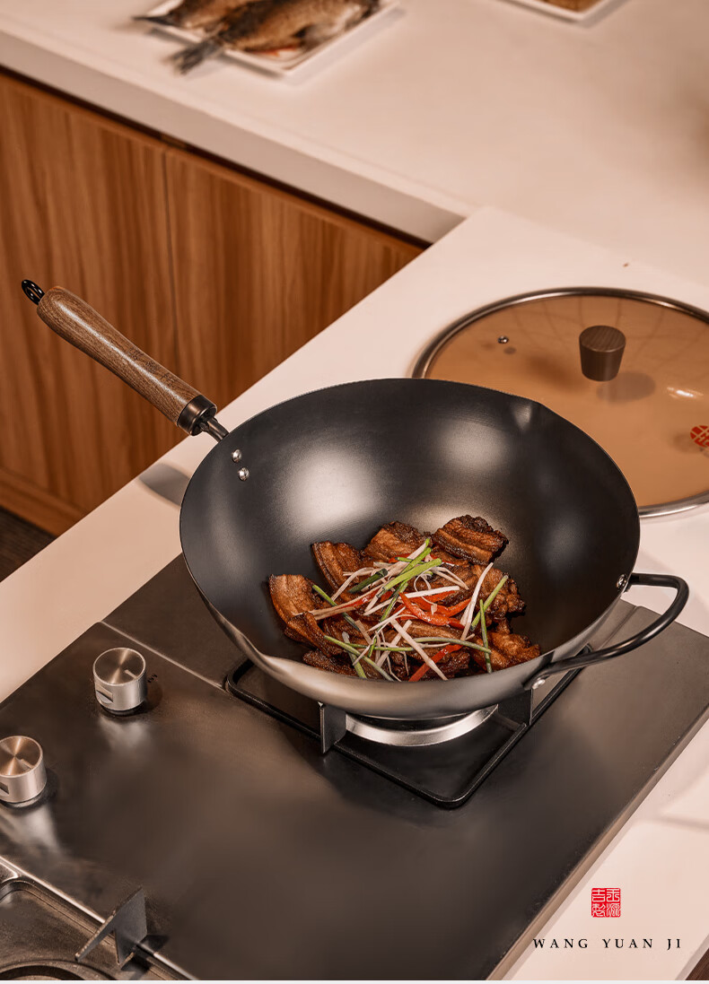 Wang Yuan Ji Cast Iron Wok Non-Coated 30cm Household Gas Stove Compatible Traditional Non-Stick Frying Pan 14