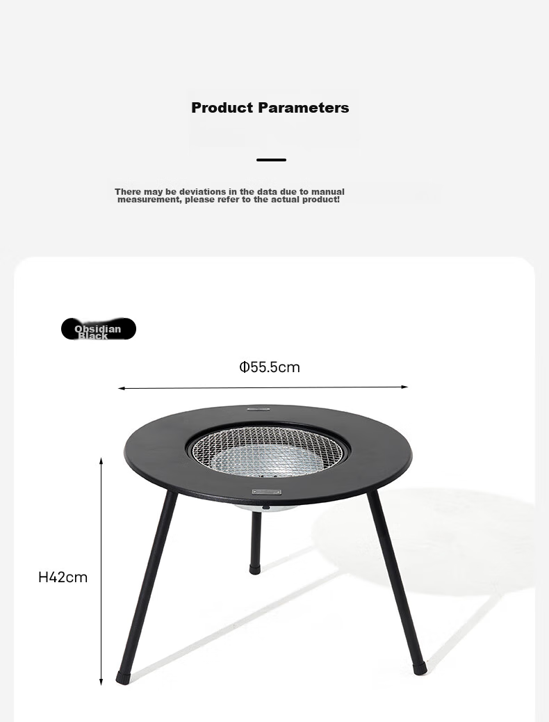 MOBIGARDEN Tea Stove, Outdoor Camping BBQ Grill, Indoor Heating Fire Pit Table, NX24688002, Obsidian Black 11