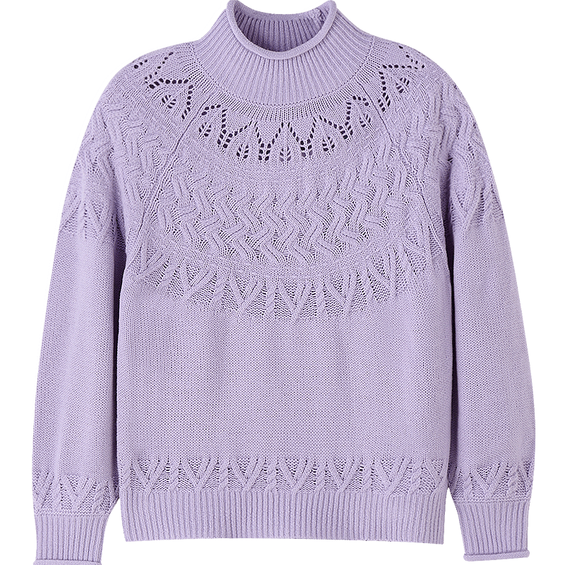 Annil Kids Girls' Crew Neck Long Sleeve Knit Sweater 2025 Winter New Pullover Misty Purple 170