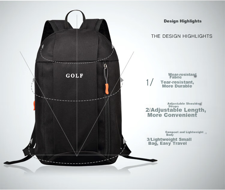 GOLF Backpack for Men And Women, Lightweight Casual Sports Outdoor Backpack, Mini Travel Hiking Bag, Student And Children's Small Schoolbag 5