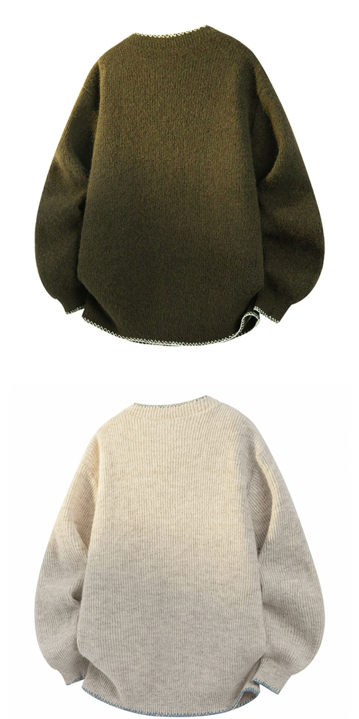 Dingfengbaoluo American Style Trendy Knit Sweater Men Autumn Simple Solid Color Henley Neck Loose Casual Sweater XCS57 Dark Army Green 2XL 3