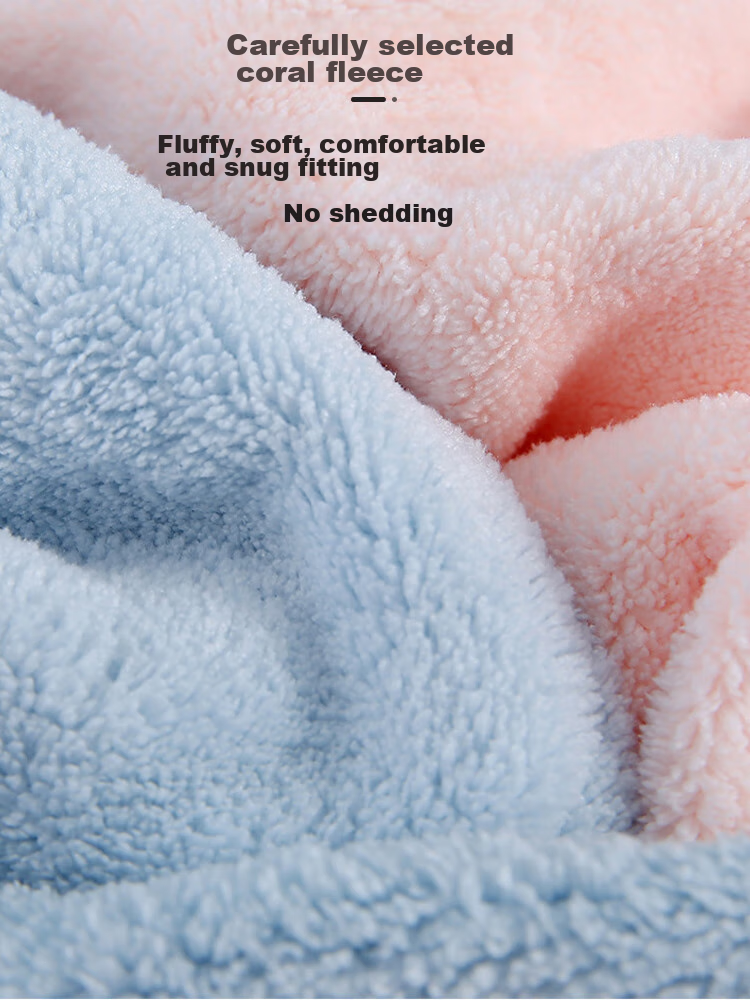9I9 Children's Hair Drying Cap Towel, Baby Bath Cap, Thick Coral Fleece Hair Drying Towel, Absorbent Quick-Dry A266 Pink 3