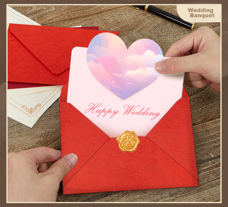 Kingdee Perfume Tree Pattern Envelope Greeting Card Set of 4, Qixi Valentine's Day Gift Cards, Cute Lacquer High-End Gift Artistic Letter Writing Love Note Confessio 10