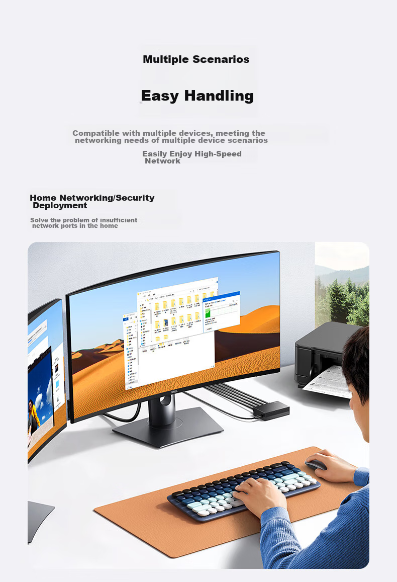 UGREEN 5-Port 100Mbps Switch, Home Dormitory Network Switch, 4-Port Surveillance Camera Network Cable Splitter Converter One-To Small HUB Splitter 35046 5