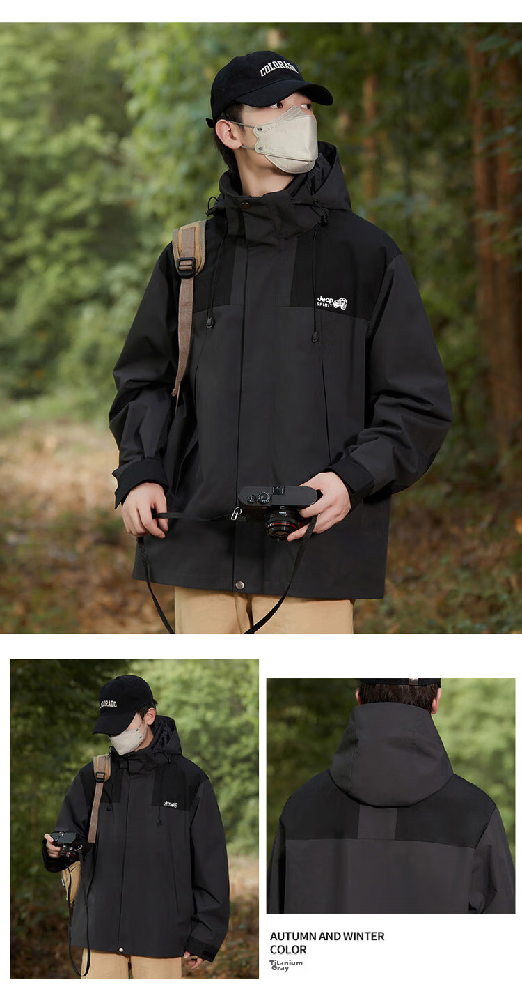 JEEP SPIRIT Windbreaker Jacket for Spring And Autumn, Men's Casual Outerwear, Sports Windproof Mountaineering Coat, Ivory White, Size L 10