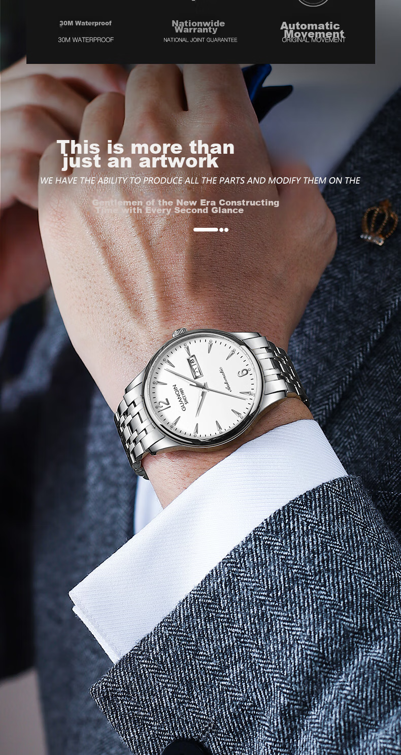 GUANQIN Men's Mechanical Watch, 2026 New Model Fully Automatic Business Style Waterproof Luminous Watch, Gift for Dad on Father's Day 3