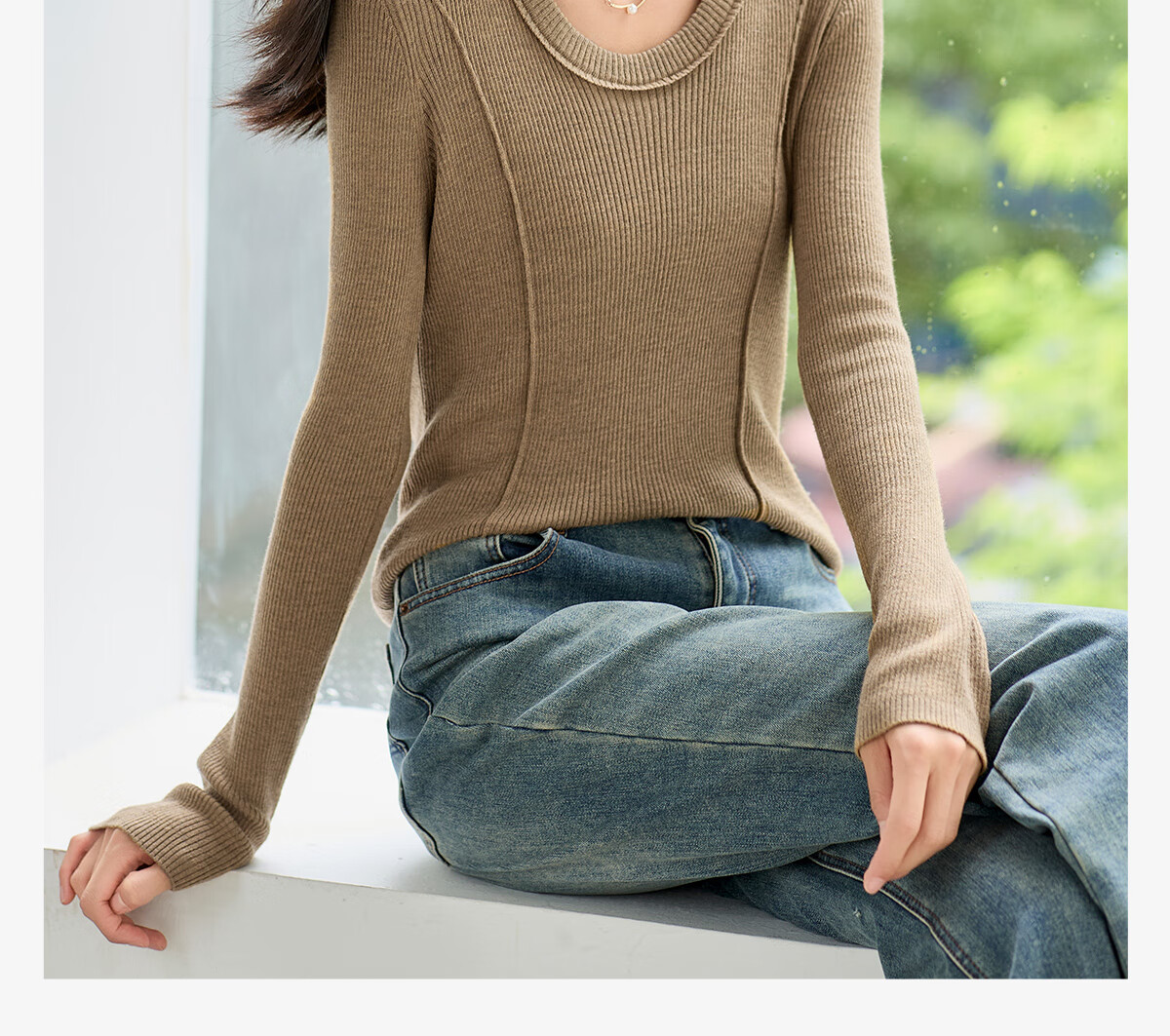 Chushen Chunqiu Women's Knitwear Wilderness Melard Fashion Versatile Round Neck Basic Knit Top S143Z3020 1