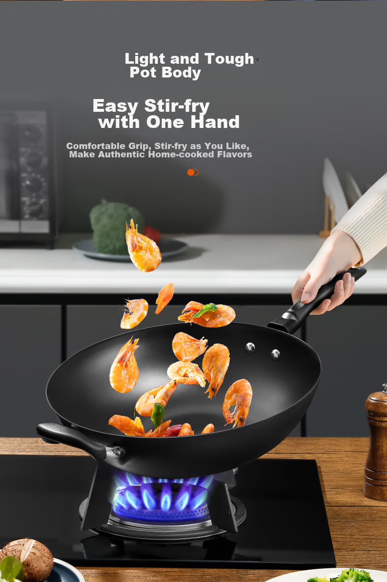 SUPOR Wok Iron Pan Cast Iron Traditional Iron Pan for Home Use, Uncoated Stir-Fry Pan Compatible with Gas And Induction Stoves FC34E21 5