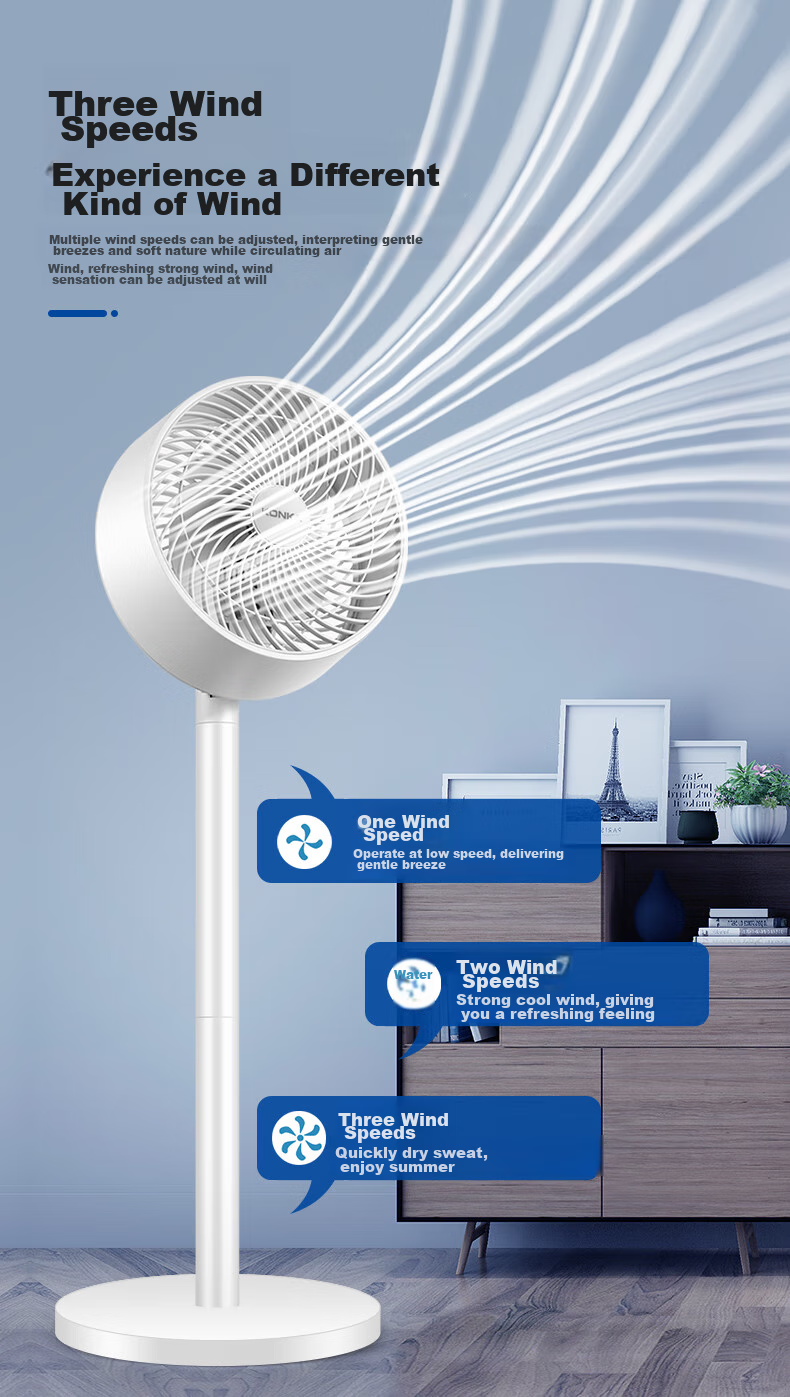 KONKA Air Circulation Fan Electric Fan Remote Control Home Fan Oscillating Desktop Small Fan Standing Electric Fan Quiet Ventilation AC Fixed Frequency Floor Fan KXHS-1712E-P 5