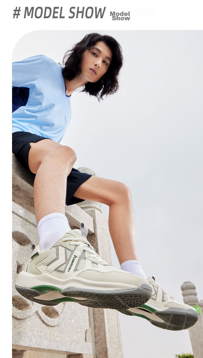 KAWASAKI Badminton Shoes Retro Men's And Women's Non-Slip Wear-Resistant Professional Sports Shoes A3308 Chuan Stone Gray 37 9