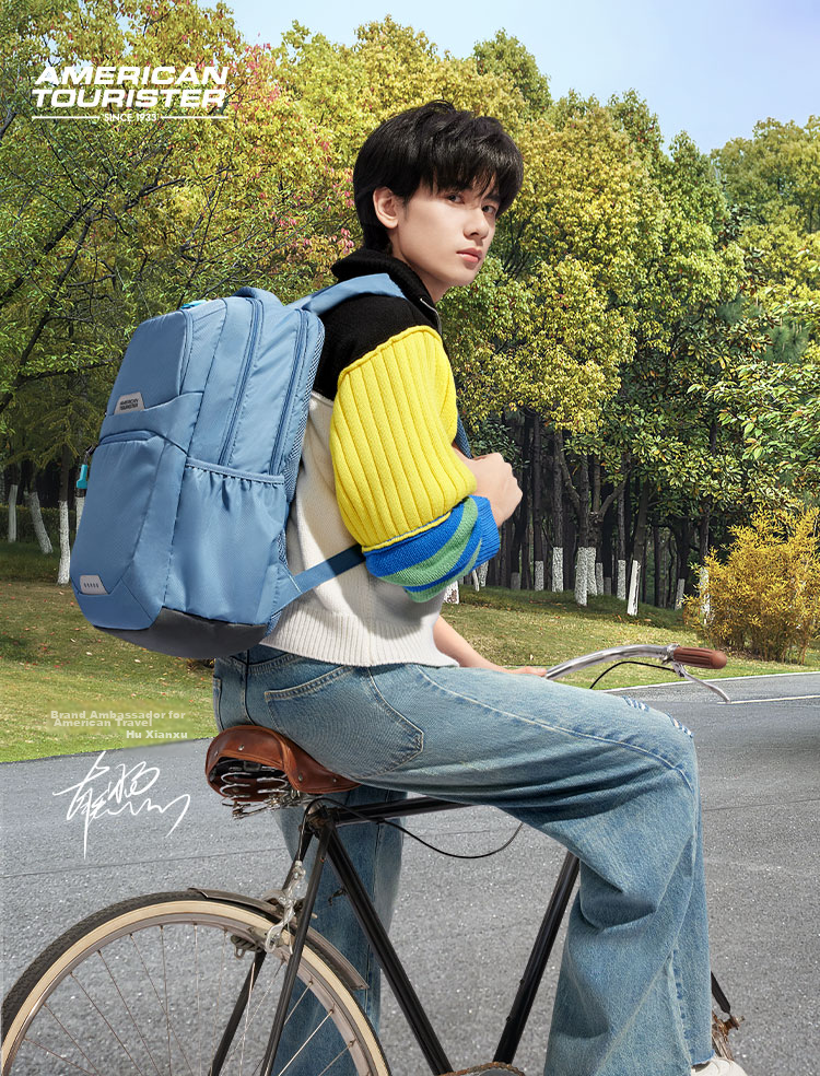 American Tourister Backpack Travel Bag Sports Bag Large Capacity Commuter Laptop Bag Upgraded Version Celebrity Edition QI5 Dark Blue 1