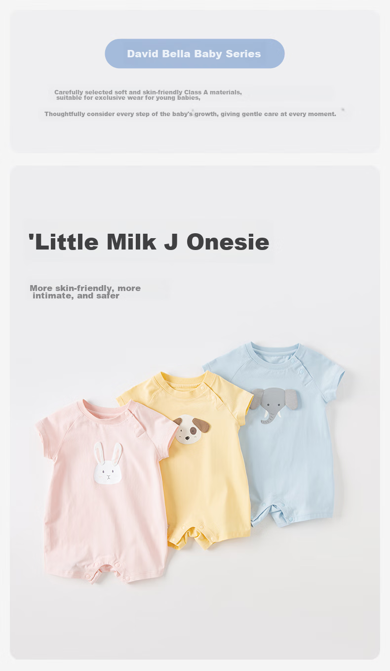 DAVE & BELLA Baby Clothes Summer Outfit, Newborn Short-Sleeve Bodysuit, Baby Romper for Boys 1
