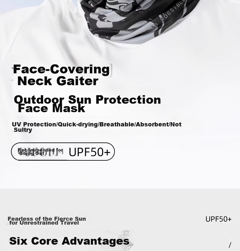 Li-Ning Sun Protection Face Mask for Men And Women, UV-Resistant Magic Headband, Ice Silk Neck Gaiter Set, Summer Outdoor Cycling Sunshade Breathable 2