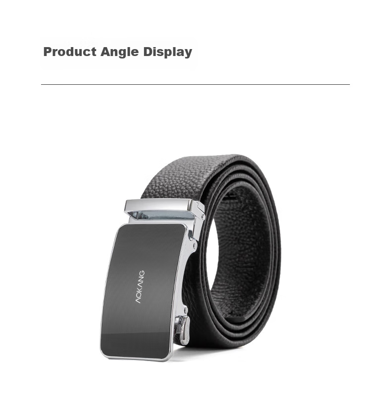 Aokang Men's Belt with Automatic Buckle, Top-Grain Leather Business Waistband, Birthday Gift for Husband 11