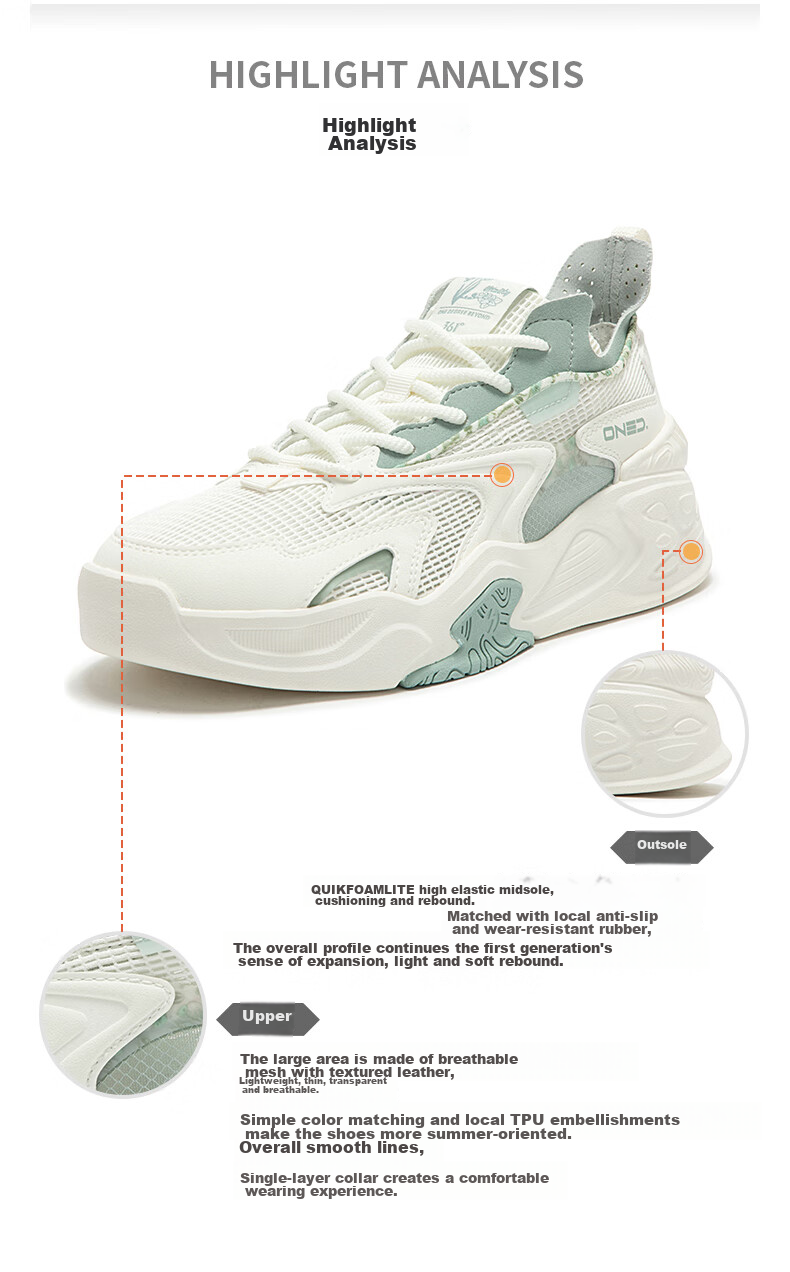 361° Women's Sports Shoes, Jincheng Spring And Summer Mesh Breathable Thick-Soled Heightening Casual Sneakers, Women's 682416601-2 23