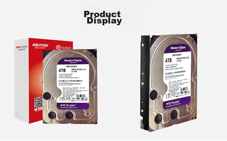 HIKVISION Surveillance Hard Drive, 4TB Western Digital Purple Mechanical Hard Drive, Security Video Recorder Dedicated, 5400 RPM to 64MB SATA 6Gb/second 10
