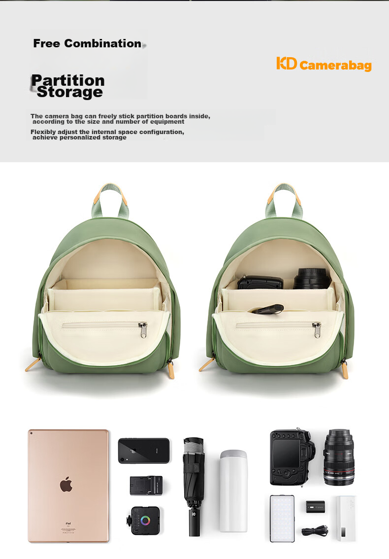 CWATCUN Kaideng Backpack Camera Bag, Casual Retro Commuter Photography Bag for Women, One Camera And Lens Compartment, Detachable Photography Bag 3