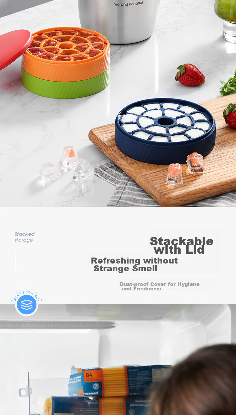 Morphyrichards Ice Cube Tray Mold, Three-Layer Ice Maker with Quick Release, Stainless Steel Ice Storage And Insulation Bucket, Home Ice Maker Mold MR1105 6