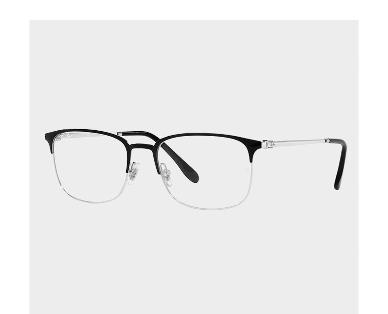RayBan Optical Frame Metal Square Artistic Myopia Glasses Frame 0RX6494 Black with Silver Frame 56 Gift 5