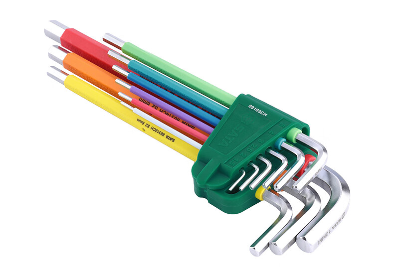 SATA Extended Metric Hex Key L-Shaped Hex Wrench Set, Auto Repair 10-Piece Set, 09112 10