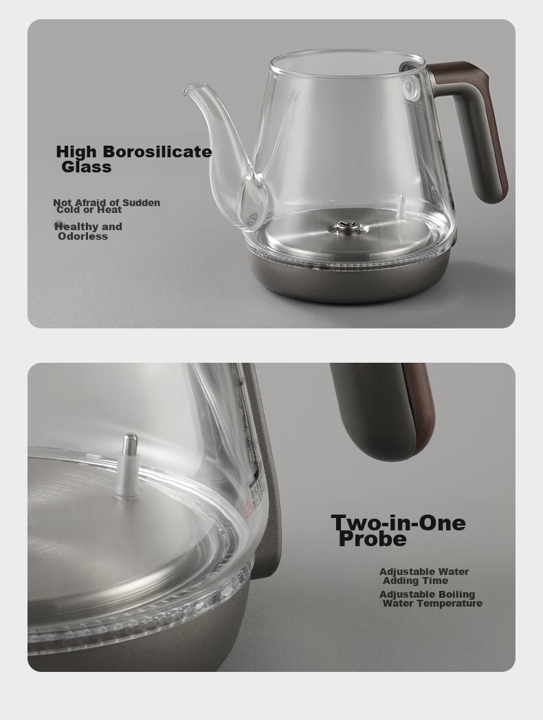 FUNORK Fully Automatic Electric Kettle with Water Inlet, Tea Table Kettle for Home And Office All-In Tea Table, Built-In Tea Set Electric Tea Stove Set RY-10 Titanium Gray Clean Versio 20