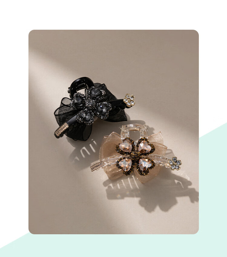 CHIMERA 2-Piece Four-Leaf Clover Hair Claw Clip, High-End Hairpin, Shark Clip for Back of Head, Hair Accessory, Birthday Gift for Wome 1