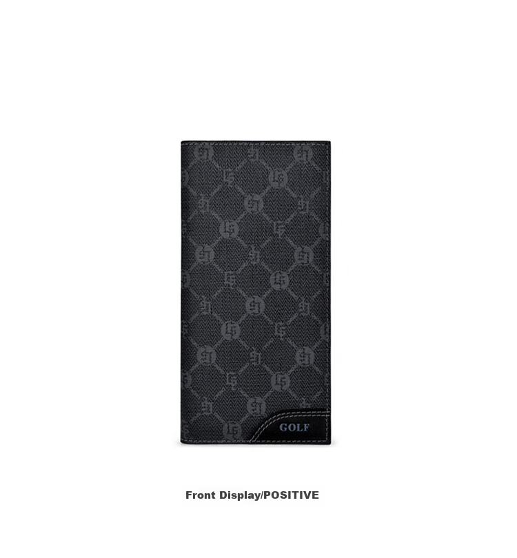 GOLF Men's Wallet, Multi-Card Slots, Long Wallet, Vintage Printed Design, 11 Card Slots, Casual Large Capacity Leather Wallet, Horizontal Style Billfold, Business Money Clip, 5V768385J, Black 13