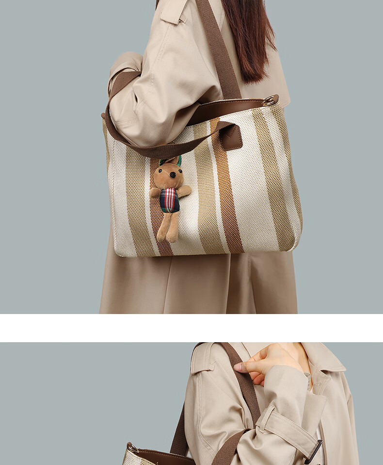 Aiqinghai Canvas Handbag, Women's Tote Bag, Large Capacity Shoulder And Handheld Bag, Practical Birthday And Mother's Day Gift for Mom 2