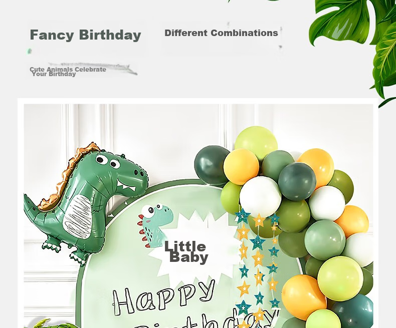 Hunlianqingcheng Birthday Decoration Balloon Set for Children's First Birthday Party, Scene Background Wall, Aluminum Foil Balloon Decoratio 2