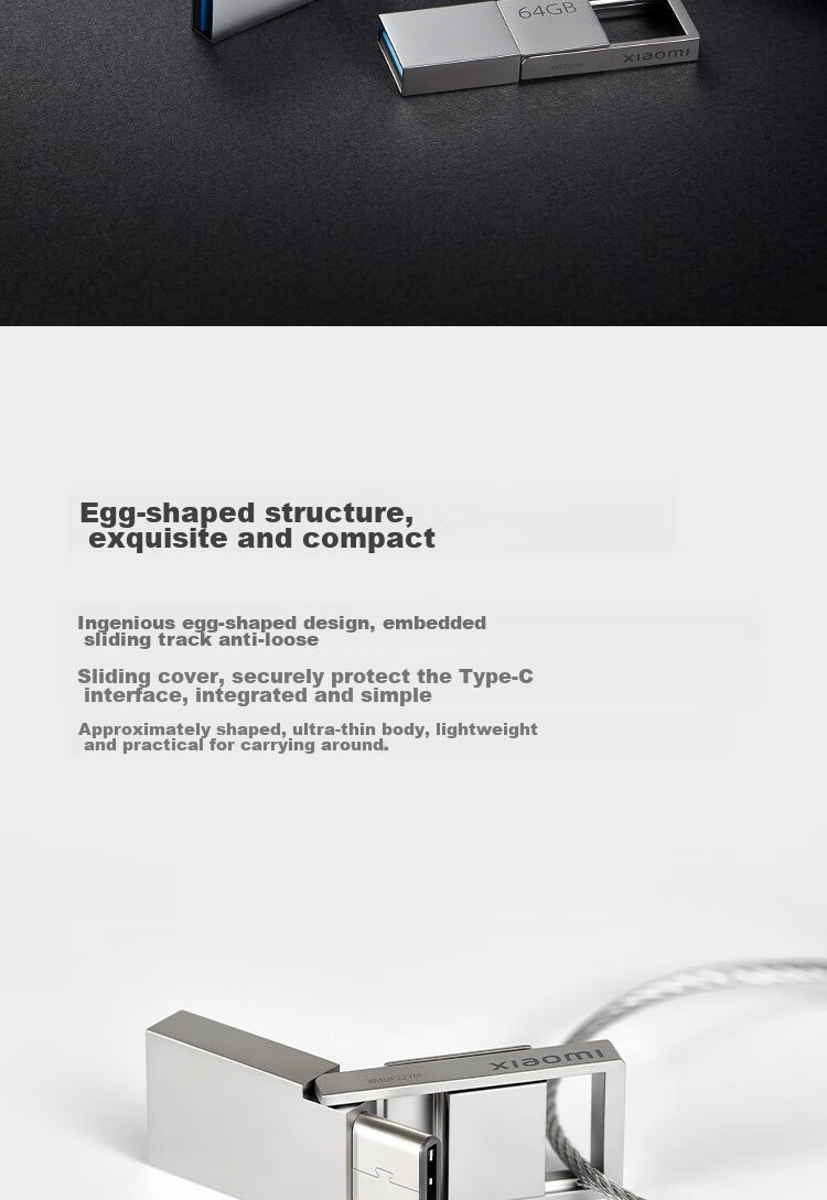 MI 128GB Type-C USB 3.2 Dual-Interface Portable Flash Drive for Phones And Computers, Direct Phone Connection, Capacity Expansion for Tablets And Cars, High-Speed 150MB/S 6