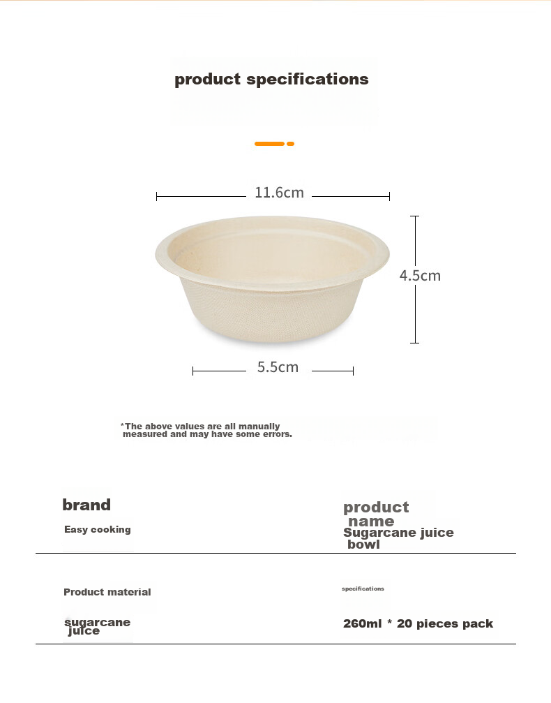 LANZIRAN Disposable Bowls, Natural Sugarcane Pulp Paper, Biodegradable Paper Bowls, 260ml (20 Pieces), Picnic Camping Utensils 9