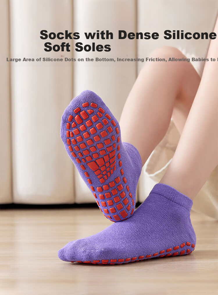 Aibaoshi Children's Non-Slip Socks, Toddler Walking Socks, Kids Trampoline Socks, 5 Pairs, Size L, B1185 4