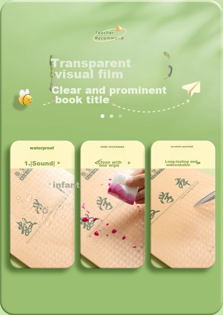 Liupintang Self-Adhesive Notebook Cover, Transparent Frosted A5 Book Cover, 16K Elementary School First And Second Grade Textbook Cover, 32K Grid Arithmetic Book Cover, Basic Training 8