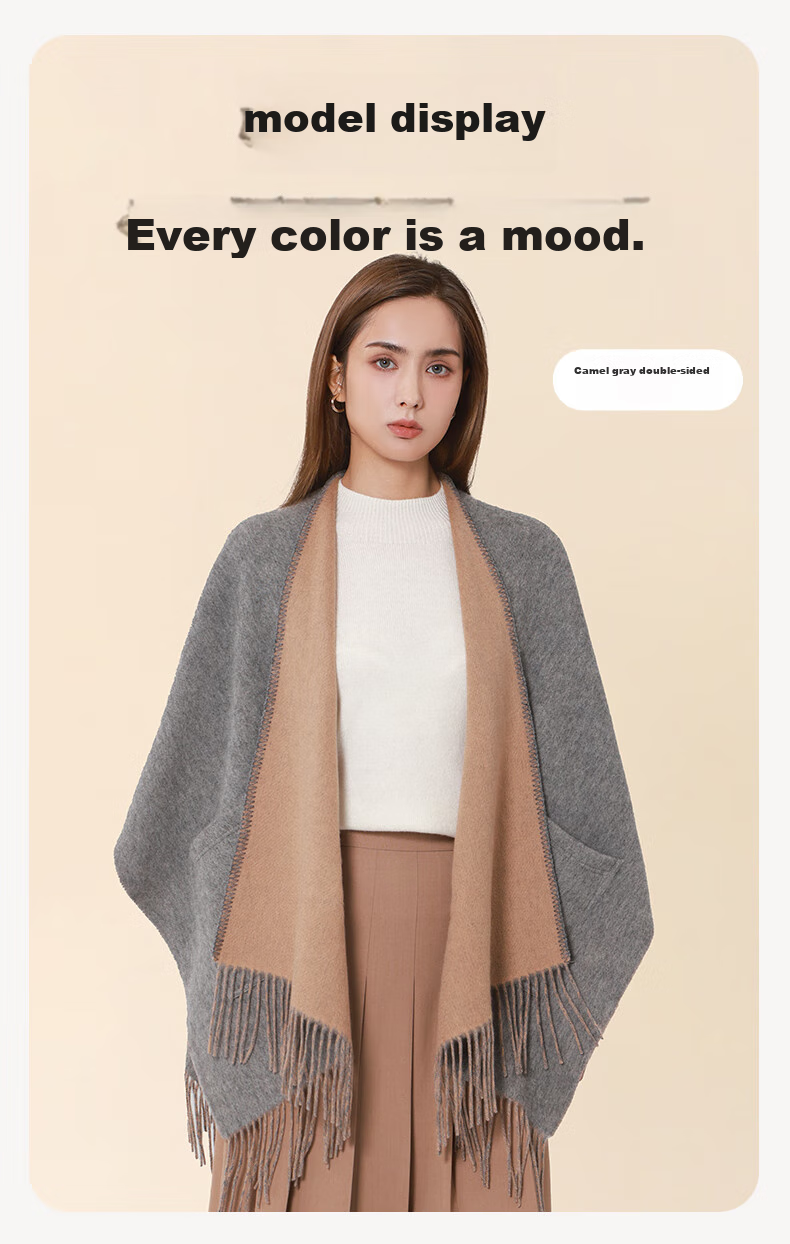 MOERCIAN Pure Wool Shawl for Women, Warm Scarf, Winter Luxury Item, Air Conditioning Cape, Birthday Gift for Mom, Present for Elders 11
