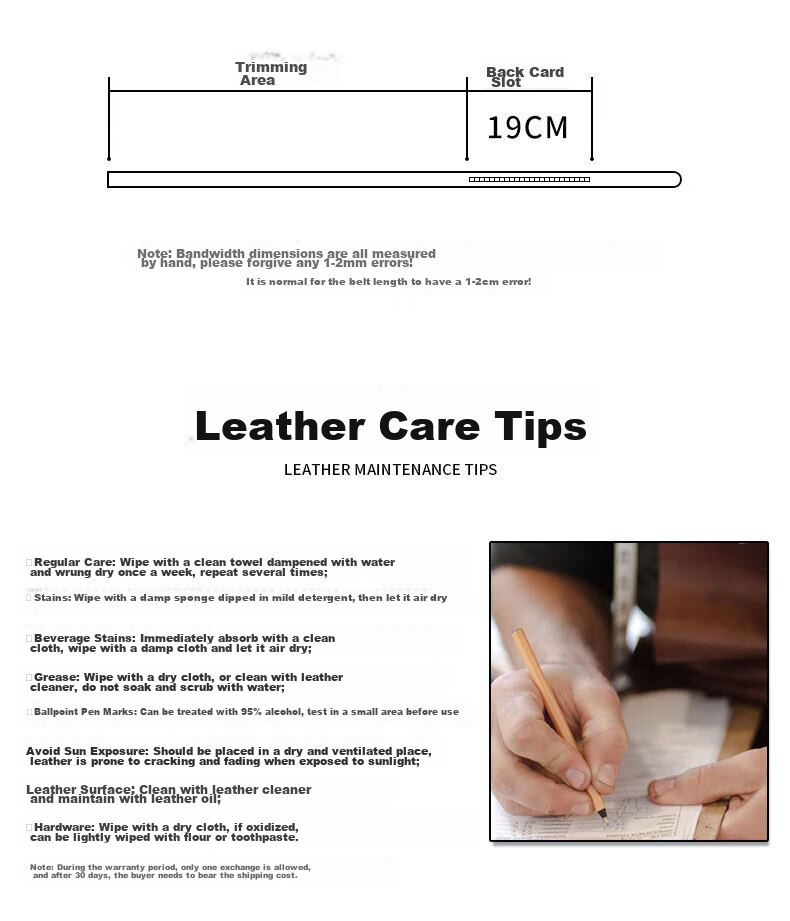 LAORENTOU Men's Belt without Buckle, Leather Automatic Buckle Waistband, Men's Trouser Belt without Buckle, Size 115-125 17