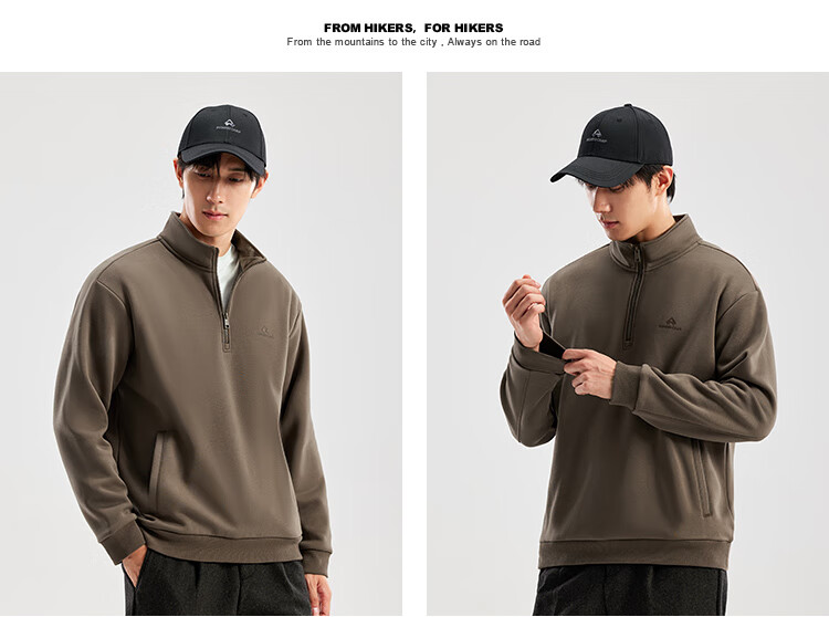 Pioneer Camp Fleece Lined Loose Fit Men's Stand Collar Autumn Winter New Thickened Warm Half-Zip Pullover Jacket 5