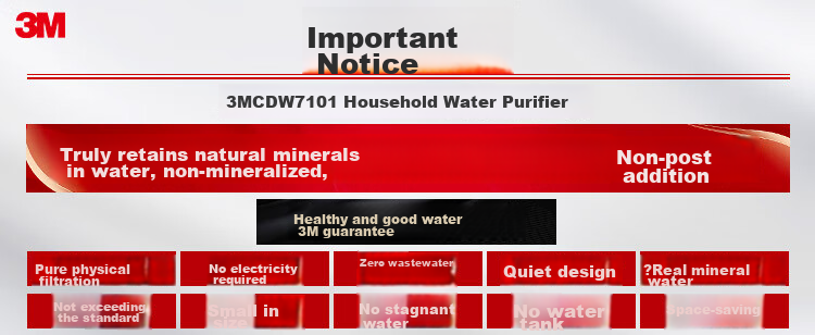 3M Water Purifier for Home Use, Direct Drinking Water, Zero Wastewater, 2.2L/min Large Flow Rate, 4000L Treatment Capacity, 800G Filter, Jingzhi CDW7101V Model 1