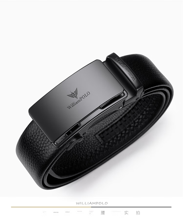 WILLIAMPOLO Men's Cowhide Automatic Buckle Belt, Waistband for Pants, Size 130, Birthday And Valentine's Day Gift for Boyfriend 12