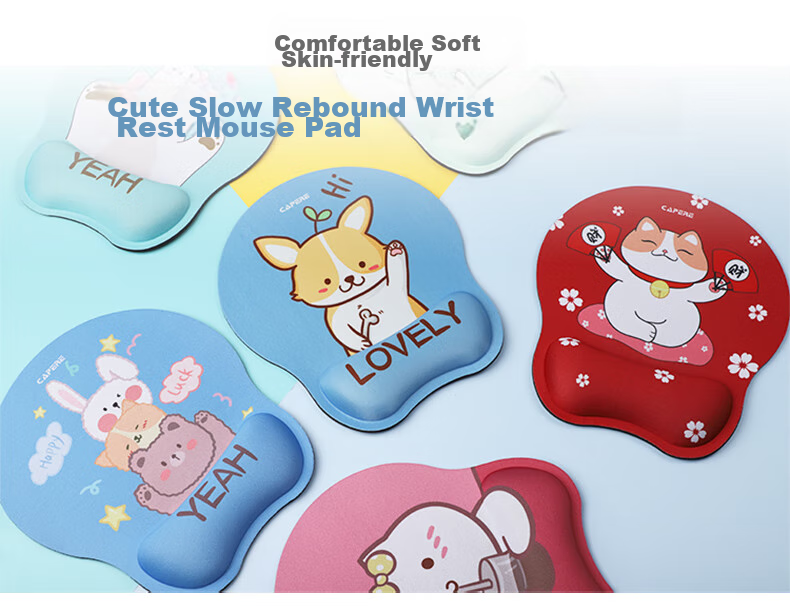 CAPERE (Kailai) Mouse Pad Wrist Rest, Slow Rebound Large Hand Support Wrist Pad, Comfortable Computer Office Wrist Rest Hand Pillow, Lucky Cat H322 250X230X25mm 1