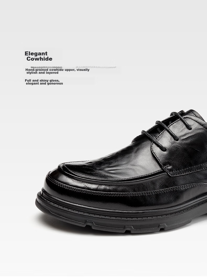 Aokang Leather Lace-Up Shoes for Men, British Style Formal Business Shoes, Black, Size 43 4