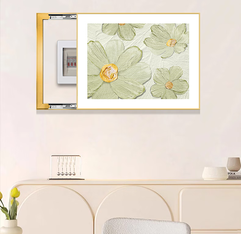 Yihuanyu New Chinese-Style Cream-Colored Electric Meter Box Decorative Painting, No Drilling Required, Covers Electrical Switch Box And Distribution Box, Wall Art And Mural 4