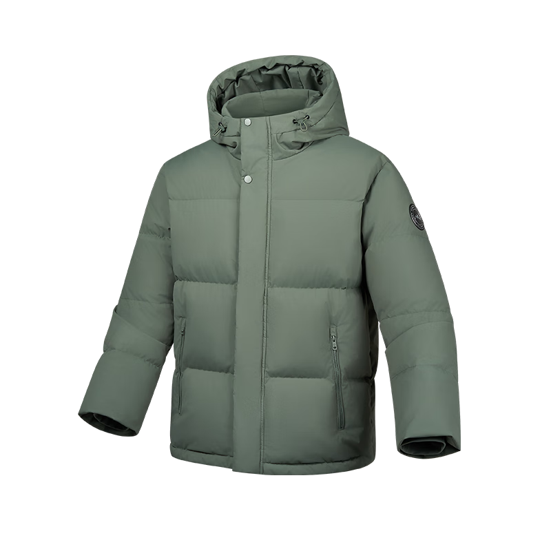 JD Original down Jacket for Men, Duck Down Thickened Cold-Proof Coat, Water-Repellent Winter Outerwear, Short Style, Olive Green, 2XL