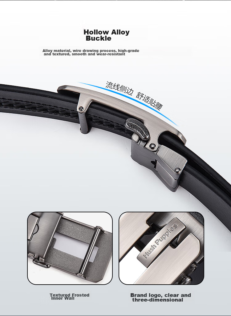 Hush Puppies Genuine Leather Belt for Men with Automatic Buckle, Business Style Waistband Gift Box Set, Birthday Present for Boyfriend Or Father 4