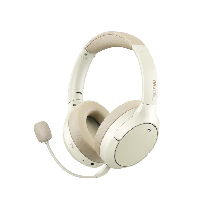 Deli Headphones with Active Noise Cancellation, Bluetooth 5.4 Wireless, for Online Classes, Recitation Practice, Students' Study Aid, Back-To Supplies, Birthday And Christmas Gifts, with Storage Bag (White)
