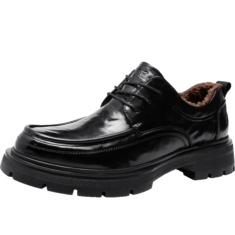 G.N.Shi Jia Men's Shoes 2025 Autumn Winter New British Style Thickened Fleece Cotton Shoes Soft Sole Warm Commuter Wedding Groom Shoes